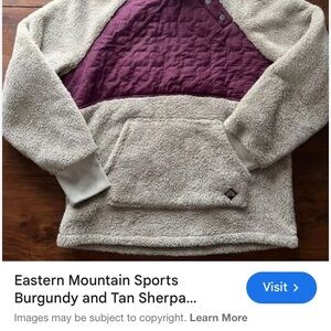 EMS EASTERN MOUNTAIN SPORTS Burgundy and Cream Fleece Pullover